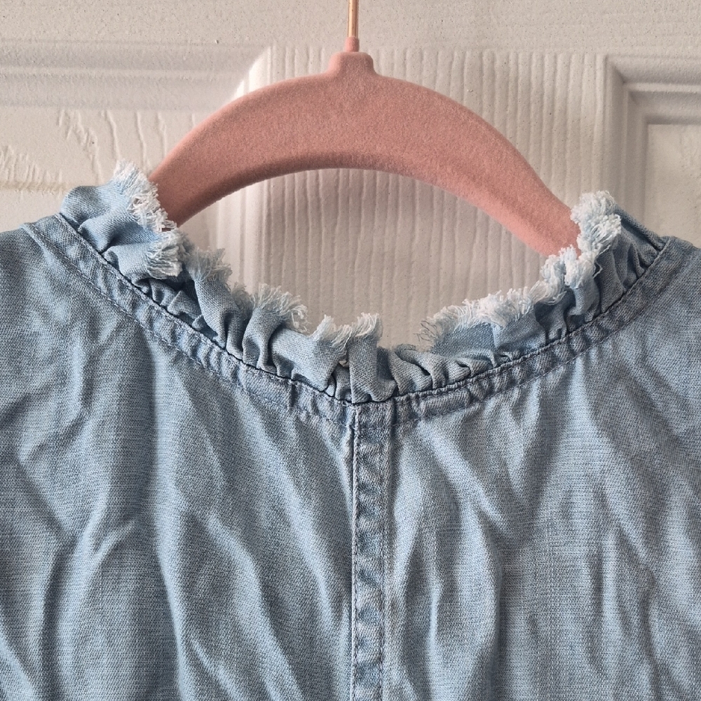 Tommy Bahama Light Blue Sleeveless Ruffle V-Neck Mini Dress - Picture 6 of 6